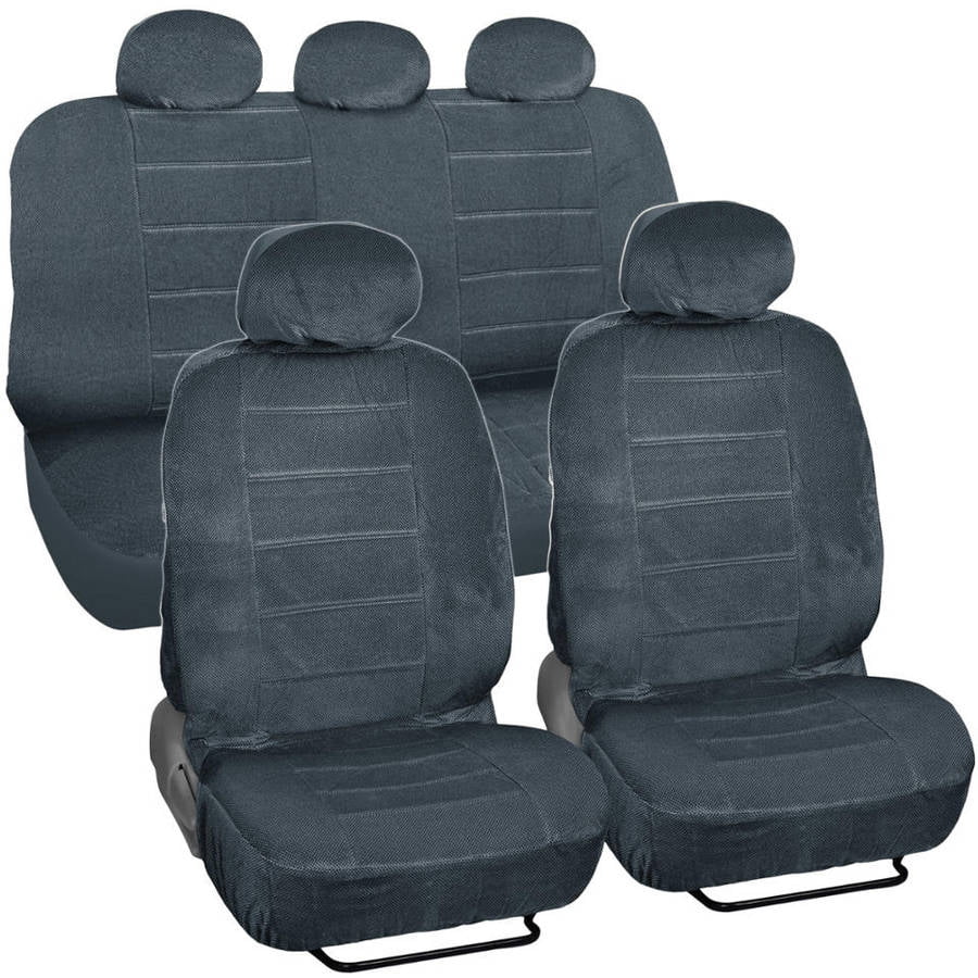 BDK Regal Dotted Cloth Car Seat Covers, 9pc, Front and Rear Full Set, Low Back