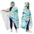 thumbnail image 2 of Wearable Blanket,LightBlue Dinosaurs Eggs Palms Pattern Hooded Wearable Flannel Blanket for Adults & Teens,Winter Poncho Shawl Wrap Cape Cozy Anti-Pill,60"x80", 2 of 2