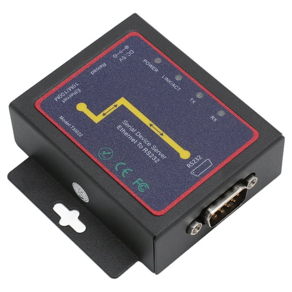 TXI022 RJ45 to RS232 Serial Network Adapter Bi Directional Transfer TCP IP for Windows Industrial US Plug 100‑240V