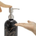 thumbnail image 3 of Unique Bargains 1 Pc Durable Cylinder Marble Soap Dispenser 13.53oz Black Silver Tone, 3 of 6