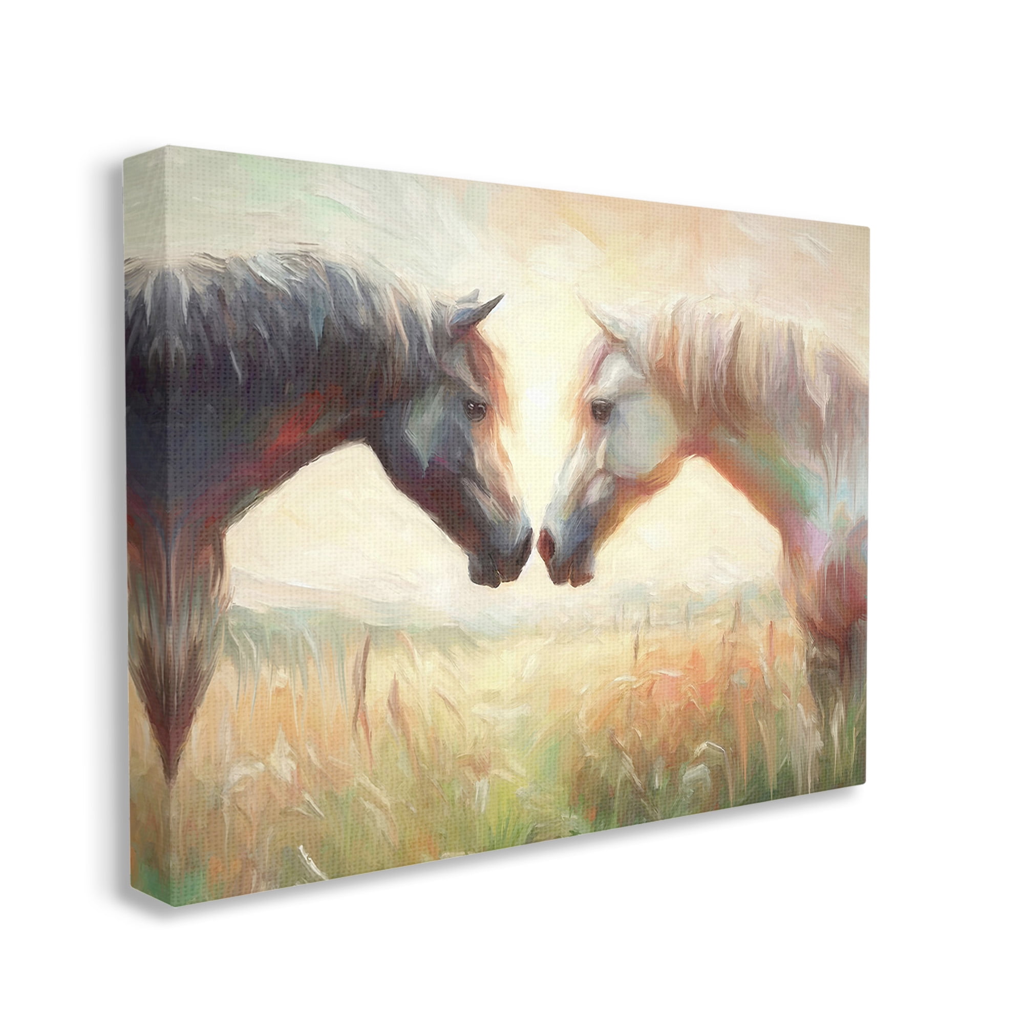 Stupell Industries Sunlit Horse Pair Animals & Insects Painting Gallery Wrapped Canvas Art Print Wall Art, 20 x 16