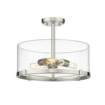 3 Light Semi-Flush Mount In Industrial Style-13.5 Inches Tall And 16.5 Inches Wide Z-Lite 3032Sf-Pn
