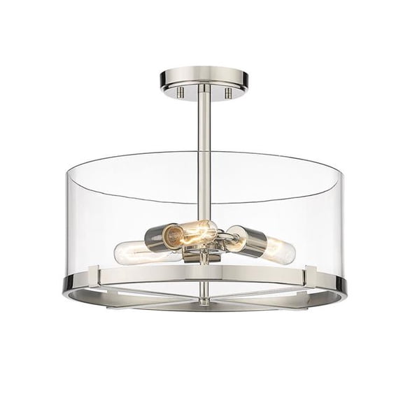3 Light Semi-Flush Mount In Industrial Style-13.5 Inches Tall And 16.5 Inches Wide Z-Lite 3032Sf-Pn