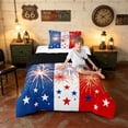 thumbnail image 3 of Manfei Firework Star Twin Comforter Sets, Red White Blue Stripe Bedding Set, Black Reversible 2-Piece, 1 Comforter and 1 Pillowcase, 3 of 6