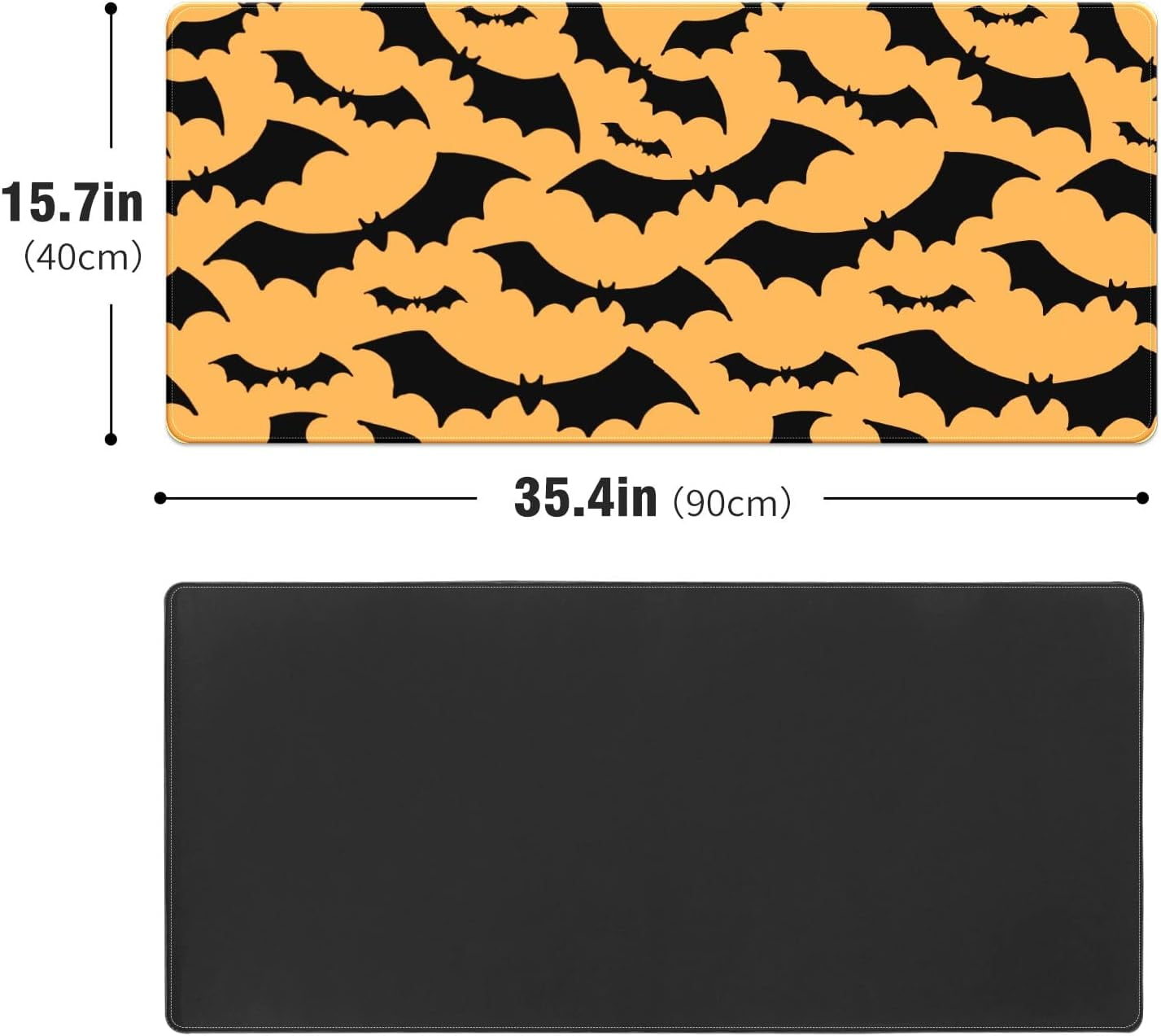 Halloween Black Bats Desk Mat, Desk Accessory, Cute Workspace, Trendy Workspace, Trendy, 35.4x15.7in Large Gaming Mouse Pad, Cute Desk Topper, Pretty Desk Pad