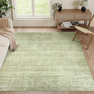 Green Washable Rugs Non Slip Backing Printed Rugs for Bedroom, Folable Machine Washable Area Rug, Polyester Fiber, Large Size, Indoor Use for Living Room, Bed Room, Garden, Patio, Entryway