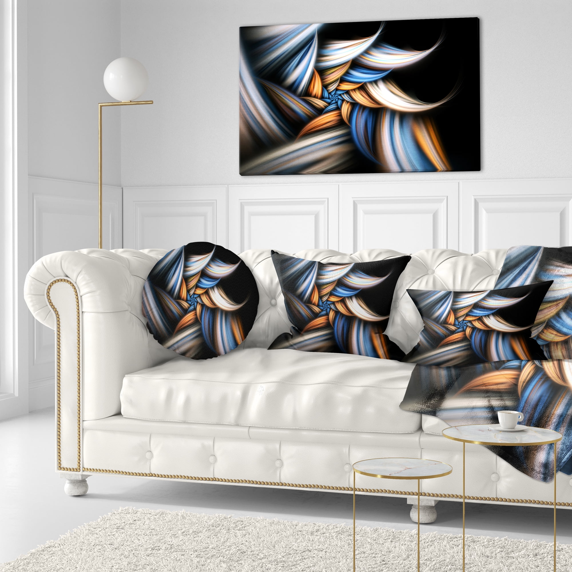 Designart 12" x 20" Blue Polyester Throw Pillow