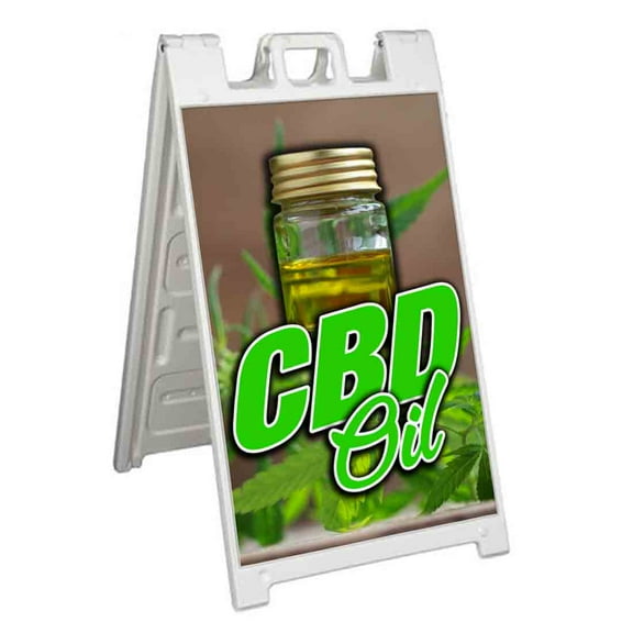 CBD Oil (24" X 36") Standard A-Frame Signicade, Includes Decal Applied To Stand