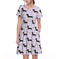 thumbnail image 1 of Lsque Teckel Chiot Imprimé Robe Décontractée T-Shirt Été Manches Courtes Col Rond Robes Évasées, 1 of 6