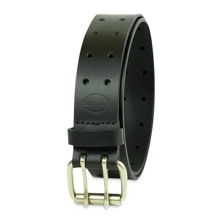 Dickies Work Belt for Men - Leather with Double Prong Buckle for Jeans and  Heavy Duty Construction 