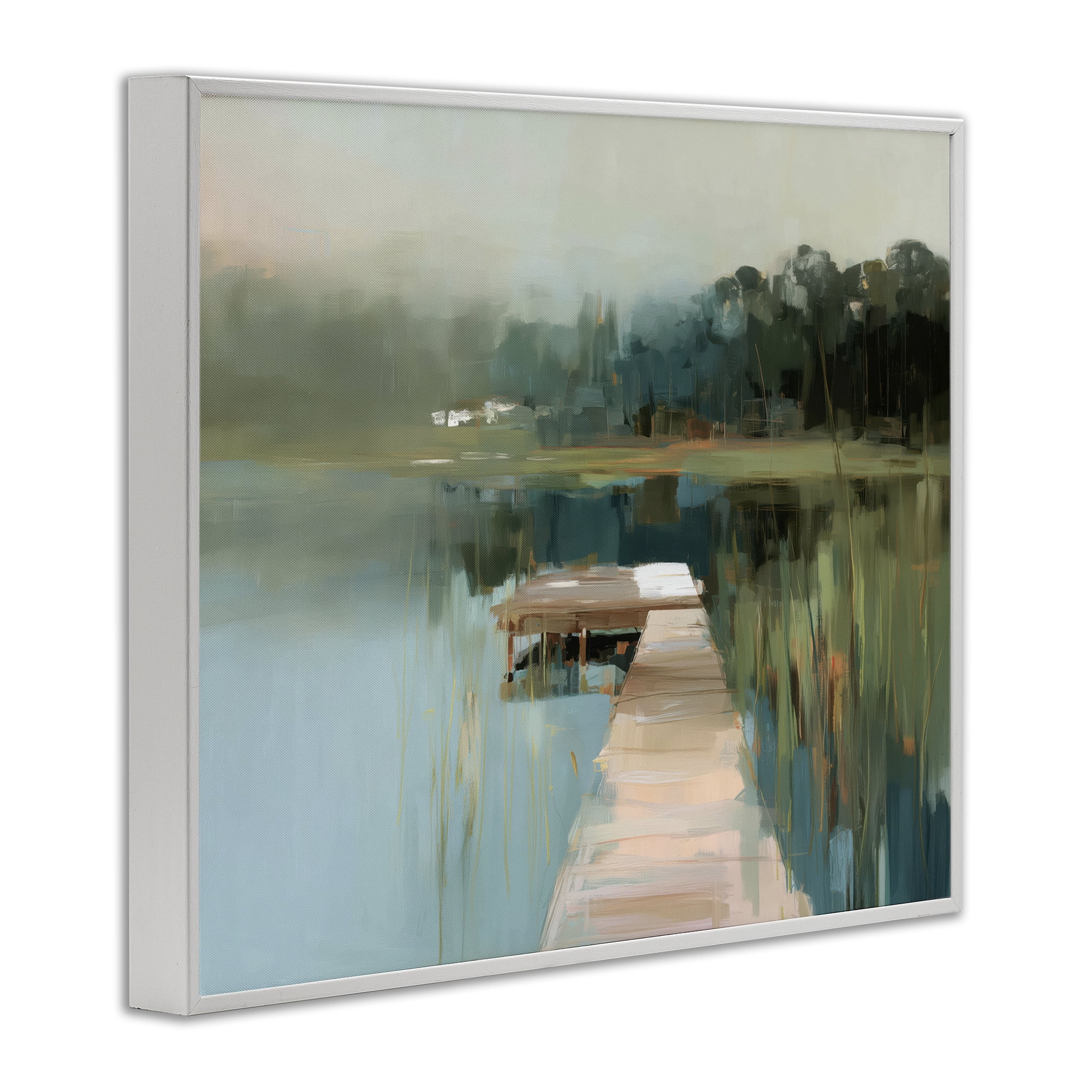 Stupell Industries Marsh Pier Abstraction White Framed Giclee Art, design by Kim Curinga
