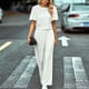 thumbnail image 1 of Pantalones Camiseta de mujer Traje deportivo Conjunto de pantalón suelto de moda Traje de pantalón (Blanco L) Ygjytge Blanco T L para Mujer, 1 of 9