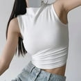 thumbnail image 2 of Yuyuzo Womens Crop Tops Sleeveless High Neck Tank Tops Solid Color Going out Tops Slim Base Layer Shirts Basic Tees, 2 of 7
