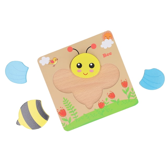 Juguete De Rompecabezas Para Niños Pequeños, Rompecabezas De Animales De Dibujos Animados, Pintura Al Agua, Madera De Pino, Abeja, Educativo Delicado Para Dormitorio Para Jardín