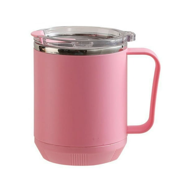 zanvin Tasse à Café, Tasse à Café Portable à Double Paroi en Acier Inoxydable avec Couvercle et Poignée, Tasse à Café Isolée Chauffable par Induction pour Voyage, Camping, Bureau, Cadeaux d'Anniversaire