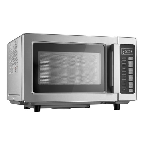 KFFKFF Countertop Microwave Oven, 0.9 Cu Ft, 1000W Digital Stainless Steel Microwave with Touchscreen, 10 Preset Cooking Modes, 5 Adjustable Power Levels, Secure Door Lock & Easy-to-Clean Interior