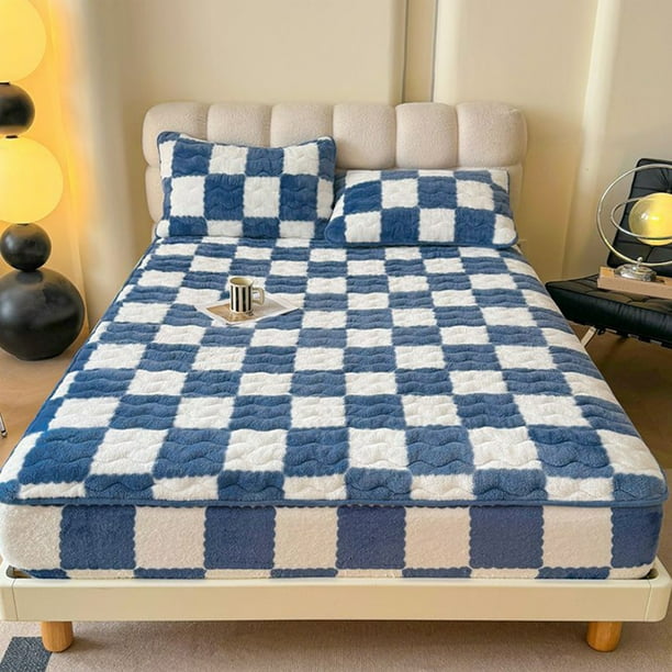 Sábana Ajustable para Colchón Jxy240924001 | Sábana Ajustable Acolchada Antideslizante 150X200Cm | Protector de Cama de Poliéster Transpirable y Cálido para Invierno | Gris, Azul, Verde, Caqui y Rosa