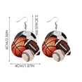 thumbnail image 2 of Elegant Wood Flower Football Baseball Basketball Pendant Earrings for Everyday Style in Classic Jewelry, 2 of 5