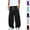Black, variant on HAJWOH Mens Baggy Sweatpants Wide Leg Elastic Waist Drawstring Athletic Loose Jogger Lounge Sweat Pants