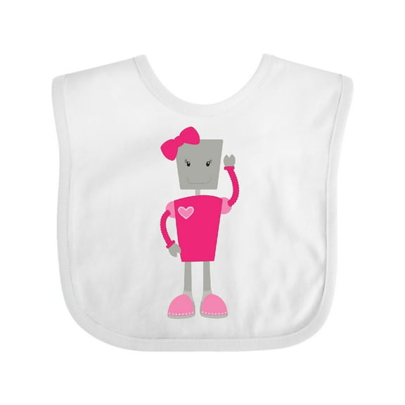 Inktastic Cute Robot, Funny Robot, Girl Robot, Pink Robot Girls Baby Bib