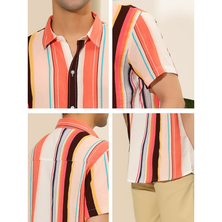 Lars Amadeus Big & Tall Men's Color Block Irregular Vertical Striped Shirt