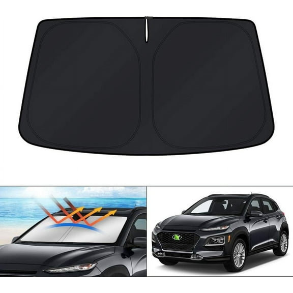Canvcle Windshield Sun Shade for 2018-2023 Hyundai Kona Accessories Sunshade Window Sun Visor Protector Foldable Blocks UV Rays Keep Your Car Cooler