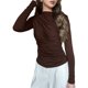 thumbnail image 3 of Blusas Plisadas de Larga para Mujer, Camisas Ajustadas de Cuello Redondo para Otoño, Blusas Casuales Fruncidas para Salir Y2K Marrón M, 3 of 10