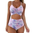 thumbnail image 2 of Eashery Women's Tankini Swimsuit Sets Set Bikini Women Swimwear High Waist Leopard Push Up Print Bathing Swimsuit Swimwears Tankinis Set Womens Swimwear Plus Size Purple XL, 2 of 2