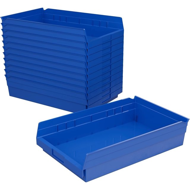 Akro-Mils 30178 18-Inch by 11-Inch by 4-Inch Plastic Nesting Shelf Bin Box, Blue, Case of 12
