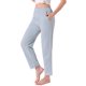 thumbnail image 4 of Pantalones de pijama para mujer INSPIRE CHIC de algodón de punto acanalado con cintura elástica, pierna recta y bolsillos, ropa de casa casual, M azul, 4 of 6