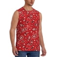 thumbnail image 2 of Fotbe Red Paisley Floral Men's Camiseta sin Mangas Estampada para Hombres, Playera Casual para Gimnasio, Entrenamiento, Playa-3X-Large, 2 of 7