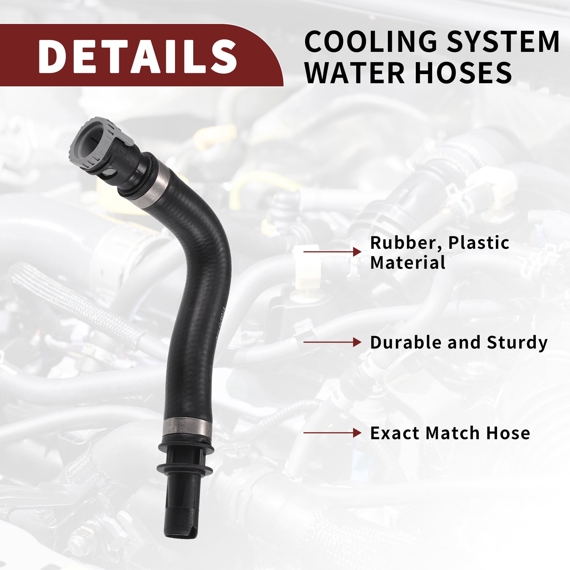 Unique Bargains Water Heater Hose for Ford Escape High Sealing No.CV6Z18472W | Engine Heater Hose Assembly Black 1 Pcs