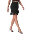 thumbnail image 4 of INSPIRE CHIC Women's Faux Suede Skirt Fringe Trim High Waist Vintage Casual Mini Skirts M Black, 4 of 6