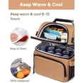 thumbnail image 4 of Artelaris Lunch Bag for Men Women, Dual Compartment Insulated Lunch Bag, Large Double Deck Leakproof Cooler Tote Bag with Side Pockets & Shoulder Strap Lunch Box for Picnic Work Camping Fishing, 4 of 8