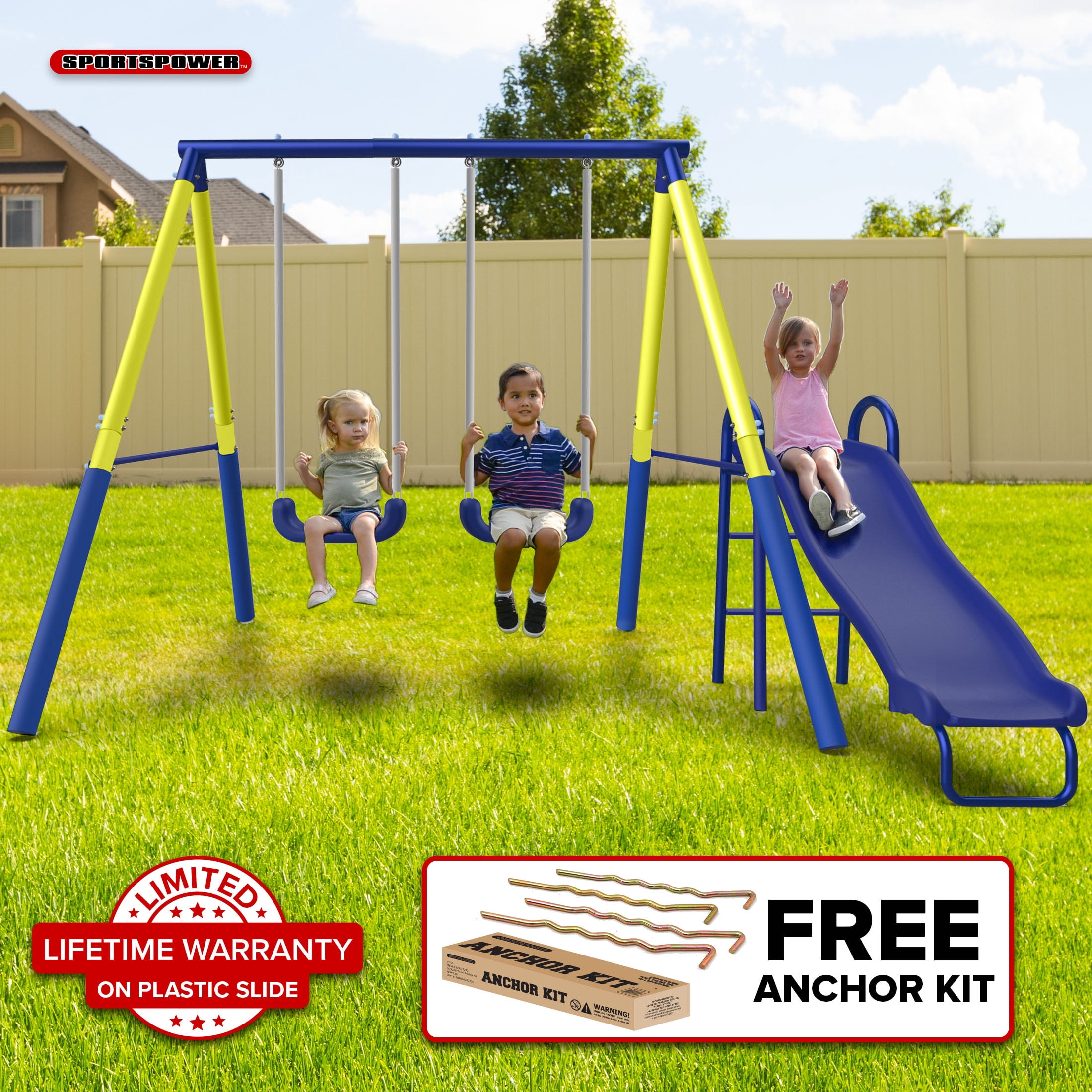Sportspower Live Oak Metal Swing Set with 6' Heavy Duty Double
