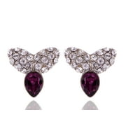 Crystal Elements Purple Tone Rhinestone Boomerang Esque Earrings