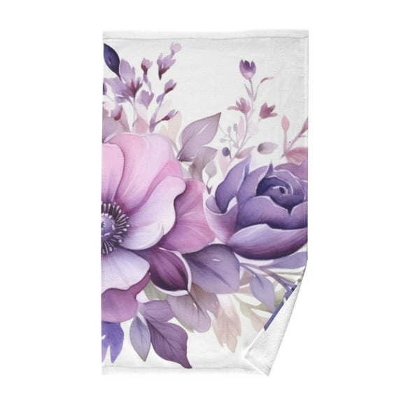 Flowers Purple Cotton Face Towels Absorbent Hand Towel Soft Bathroom Towel for Kitchen Hotel Decoration