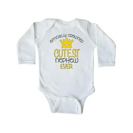 

Inktastic Officially Crowned Cutest Nephew Ever gold crown Gift Baby Boy Long Sleeve Bodysuit