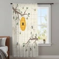 thumbnail image 3 of Bees Branches Semi Sheer Curtains Drapes for Living Room, Bedroom, French Doors Window 96 Inches Long, Farmhouse Spring Botanical Elegant Rod Pocket Chiffon Curtain Drapery Voile Draperies Panel, 3 of 8