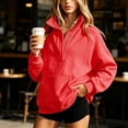 thumbnail image 5 of Women’s Half Button Pullover Sweatshirt, Fashion Stand Neck Long Sleeve Shirts, Fall Oversized Sports Sweatshirt with Pockets, 5 of 6