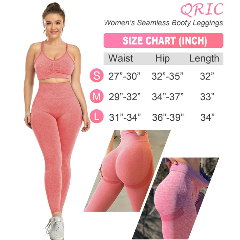 QRIC Women's High Waist Workout Vital Seamless Leggings Butt Lift Yoga  Pants Stretchy Fitness Gym Tights Red, L