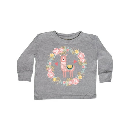 

Inktastic Llama Rose Flower Wreath Gift Toddler Toddler Girl Long Sleeve T-Shirt