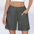 thumbnail image 2 of Taqqpue Women's High Waisted Athletic Running Shorts with Side Pockets,Workout Gym Sweat Shorts Casual Solid Color Drawstring Shorts with Pockets, 2 of 9