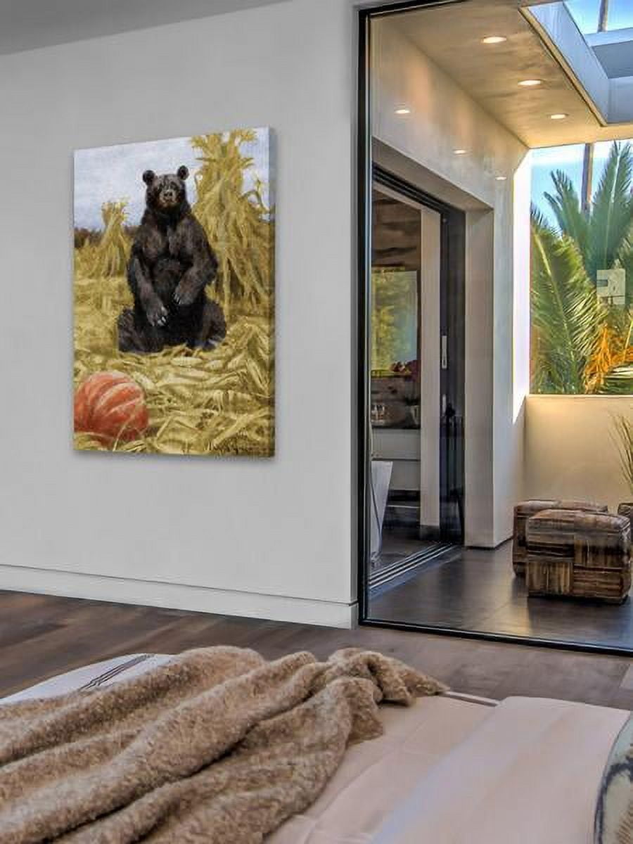 "Bear in Hay" Painting Print on Wrapped Canvas
