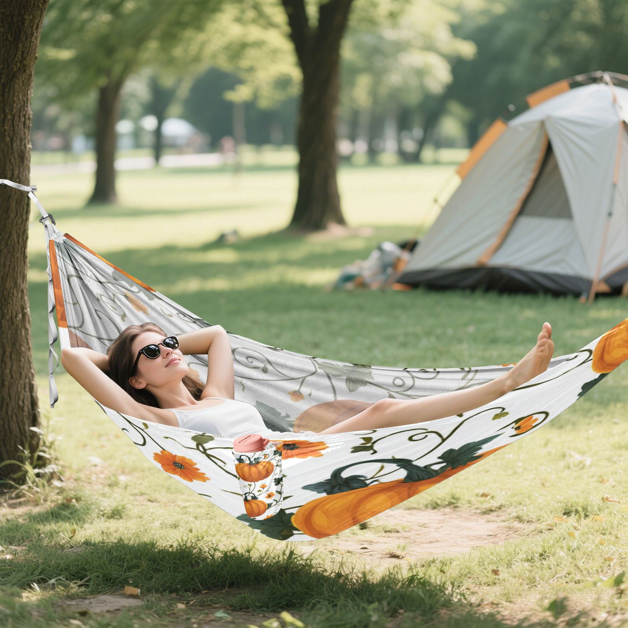 Hanging Hammock Portable Travel Camping For Outdooor Beach Camping Hiking Halloween Pumpkin