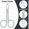 thumbnail image 6 of 2 Pieces Tweezers Scissor Handle Slant Tip Eyebrows Tweezers Scissors Shaped Eyebrow Plucker Tweezers for Facial Hair Plucker Remover Eyebrows Care(Straight Tip,silver&silver), 6 of 7