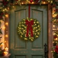 thumbnail image 4 of Christmas Norfolk Pine Wreath with Bow & LED Lights, Artificial Evergreen Wreath for Front Door Indoor Outdoor Christmas Decorations, Batteries Not Included, 4 of 8