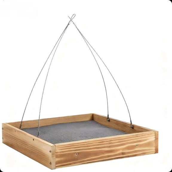 Outdoor Wooden Hanging Bird Feeder Weatherproof Bird Feeding Station for Garden Patio