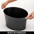 thumbnail image 4 of mDesign Large Metal 4.75 Gallon Beverage Tub Cooler, Bamboo Handles, Matte Black, 4 of 7