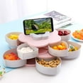 thumbnail image 3 of houseweet bloom flor caja de aperitivos giratoria tuerca tazón mesa dulces organizador de almacenamiento de alimentos con soporte para teléfono Ormromra HFP-0374-2, 3 of 4